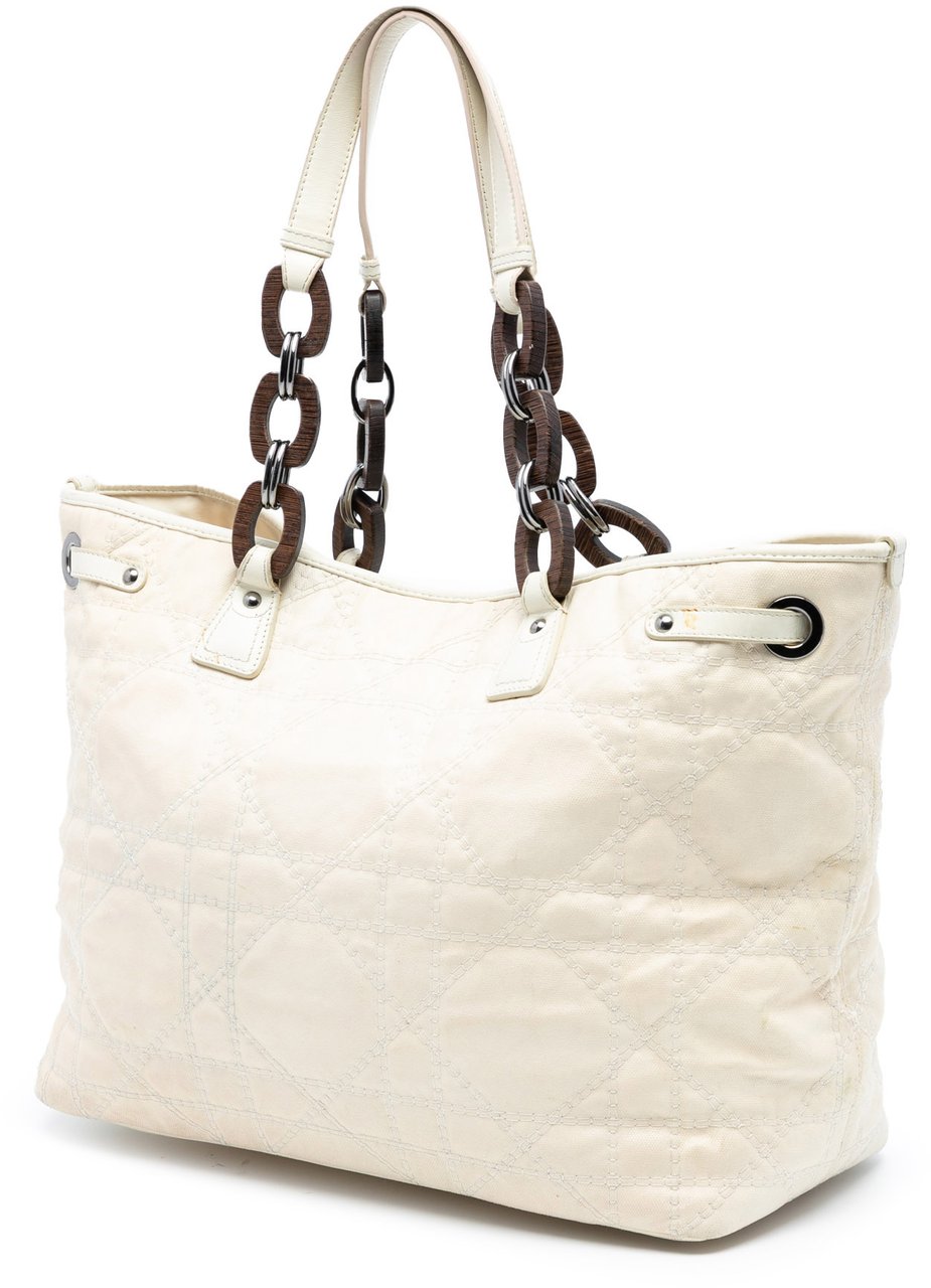 Dior Medium Coated Canvas Cannage Panarea Tote Wit