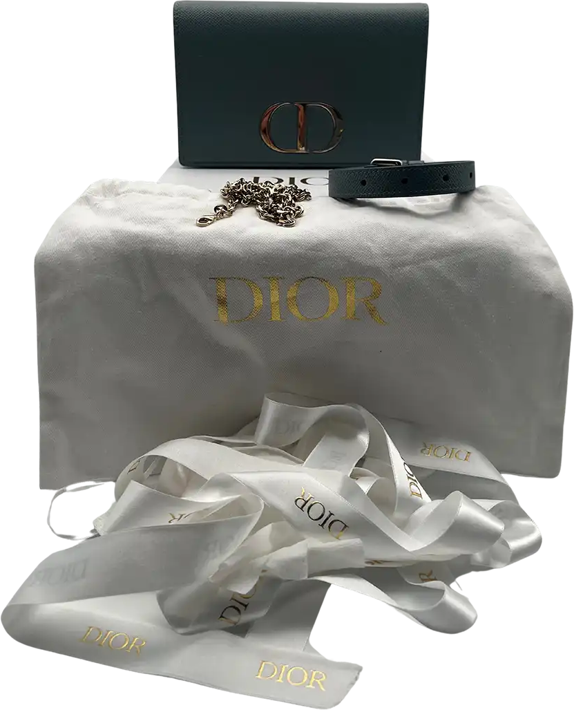 Dior Christian Dior SLG 30 Montaigne 2 in 1 Pouch calfskin cloud blue / very good Blauw