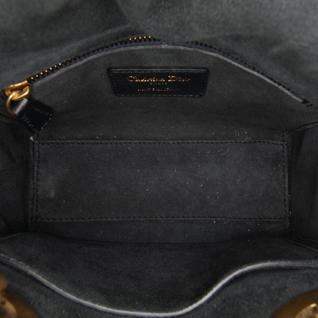 Dior Mini Denim Embroidered Lady Dior Blauw