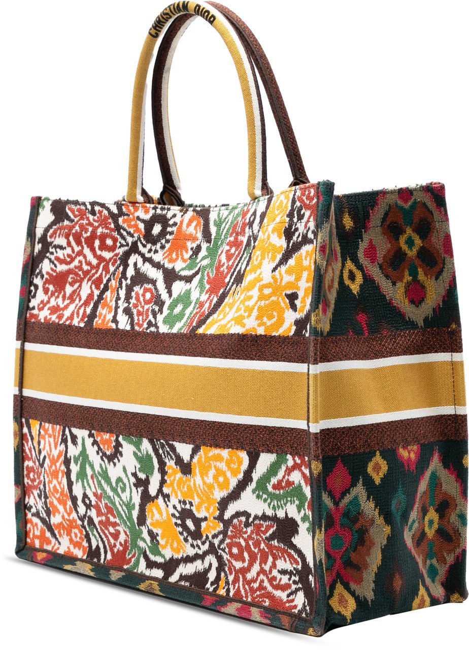Dior Large Embroidered Canvas Paisley Book Tote Geel