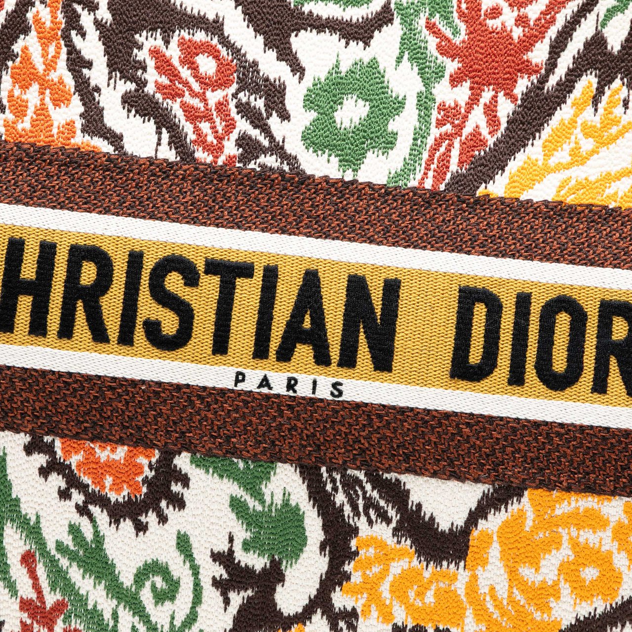 Dior Large Embroidered Canvas Paisley Book Tote Geel