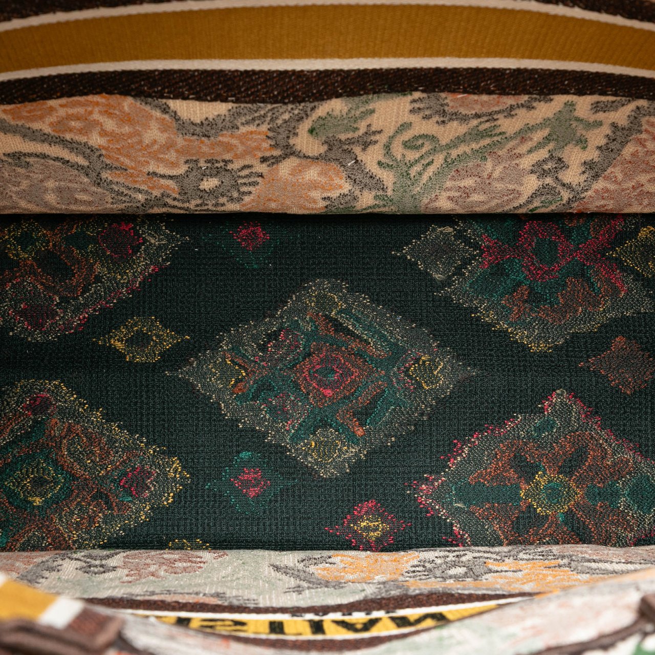 Dior Large Embroidered Canvas Paisley Book Tote Geel