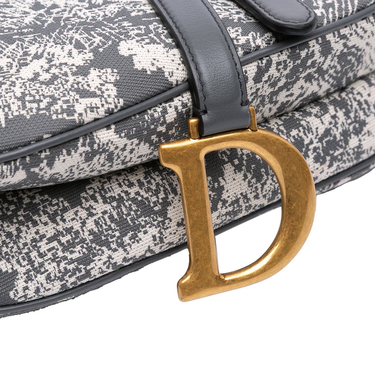 Dior Canvas Reverse Embroidered Toile De Jouy Saddle Bag Grijs