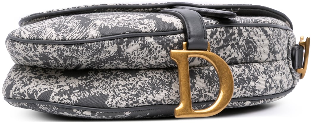 Dior Canvas Reverse Embroidered Toile De Jouy Saddle Bag Grijs