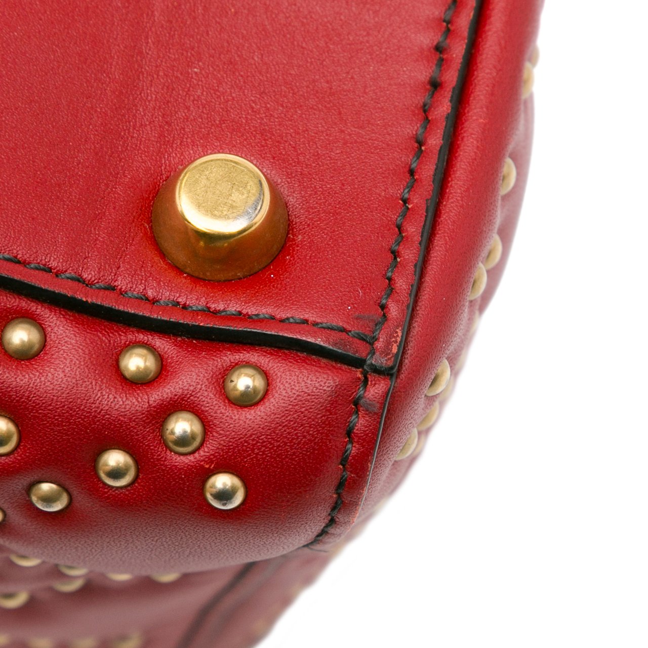 Dior Small Lambskin Cannage Studded Supple Lady Dior Rood