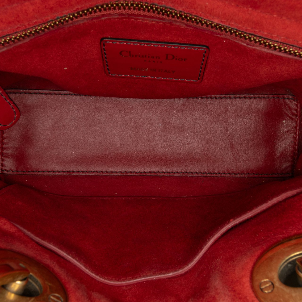 Dior Small Lambskin Cannage Studded Supple Lady Dior Rood