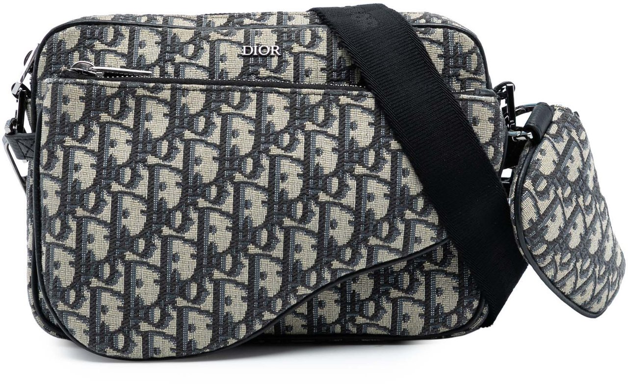 Dior Oblique Canvas Saddle Triple Pouch Blauw