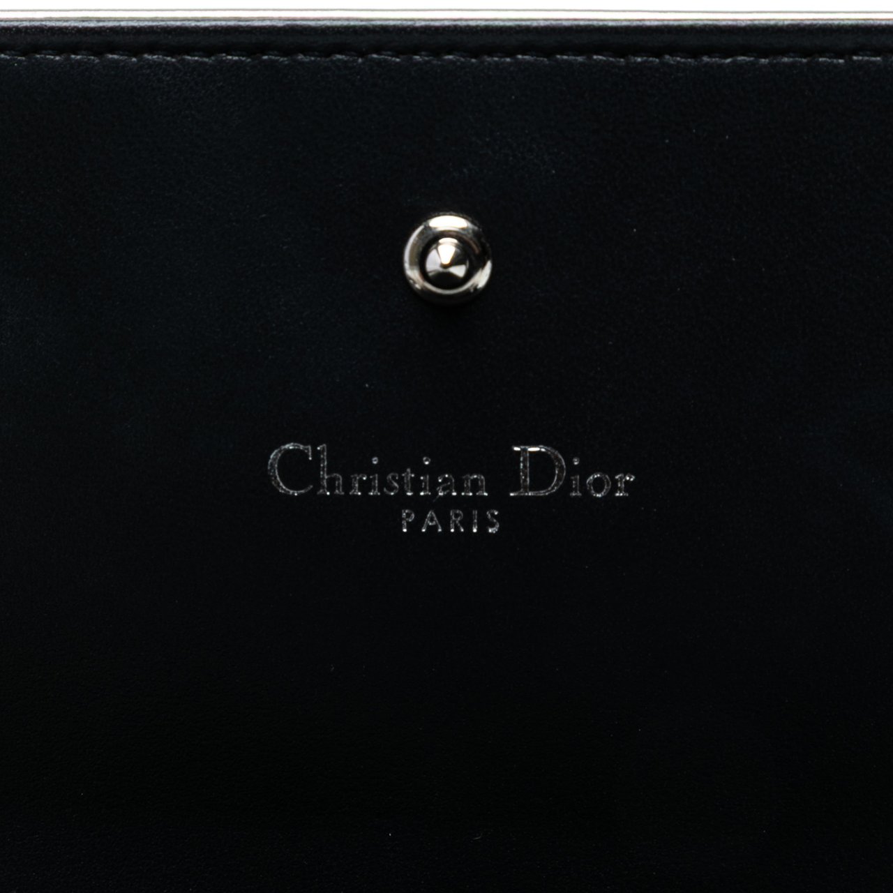 Dior Metallic Patent Microcannage Diorama Wallet on Chain Zilver