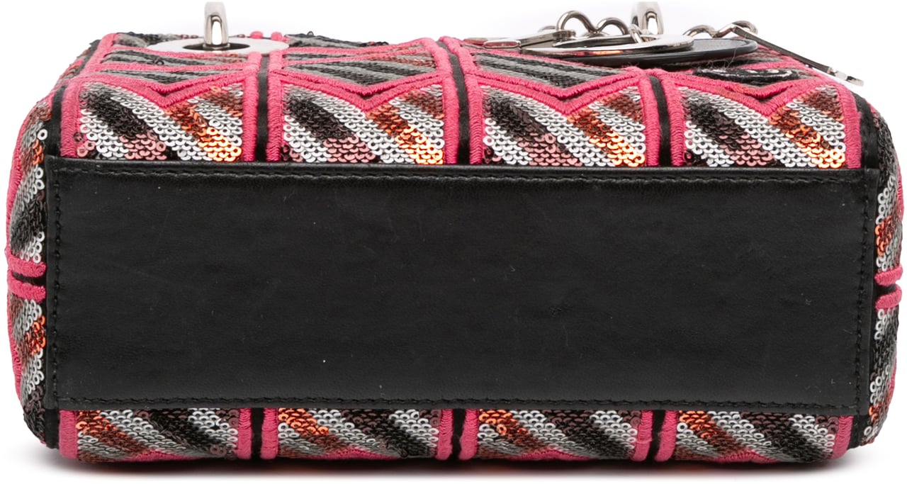 Dior Mini Patent Sequined Lady Dior Roze