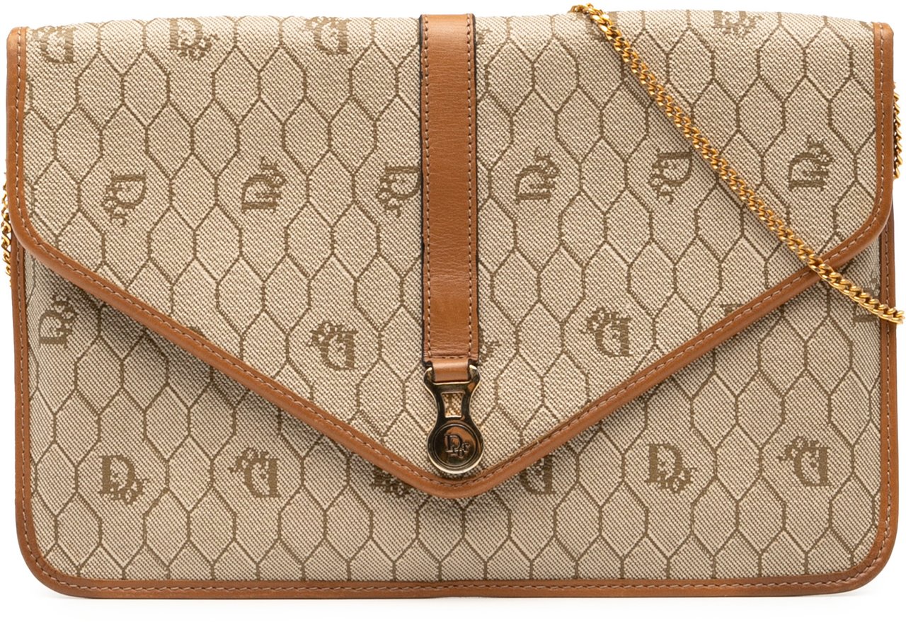 Dior Honeycomb Coated Canvas Chain Crossbody Bruin