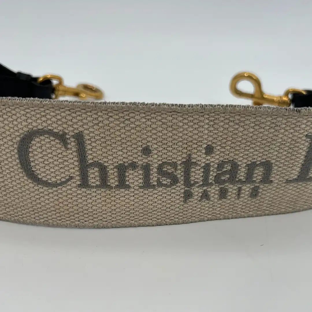 Dior Christian Dior wide shoulder strap Dior Paris embroidery grey / very good Grijs