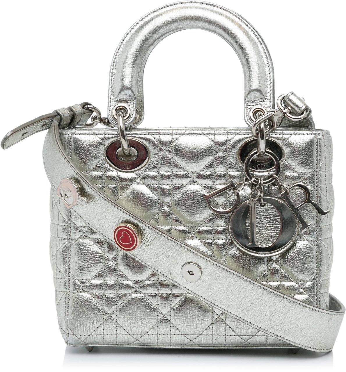 Dior Small Metallic Grained Calfskin Cannage My ABCDior Lady Dior Zilver