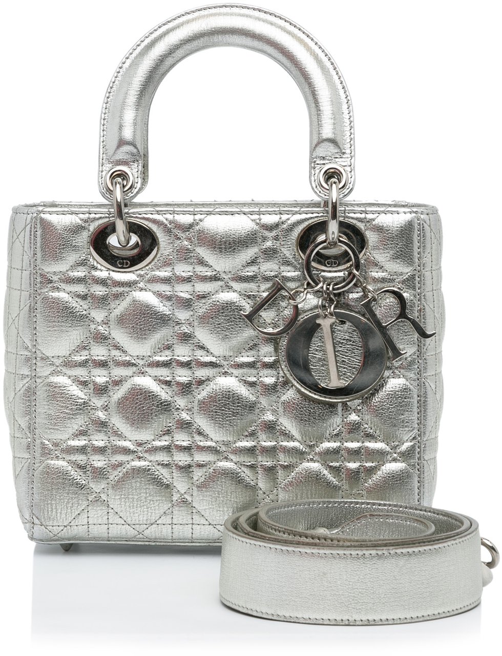 Dior Small Metallic Grained Calfskin Cannage My ABCDior Lady Dior Zilver