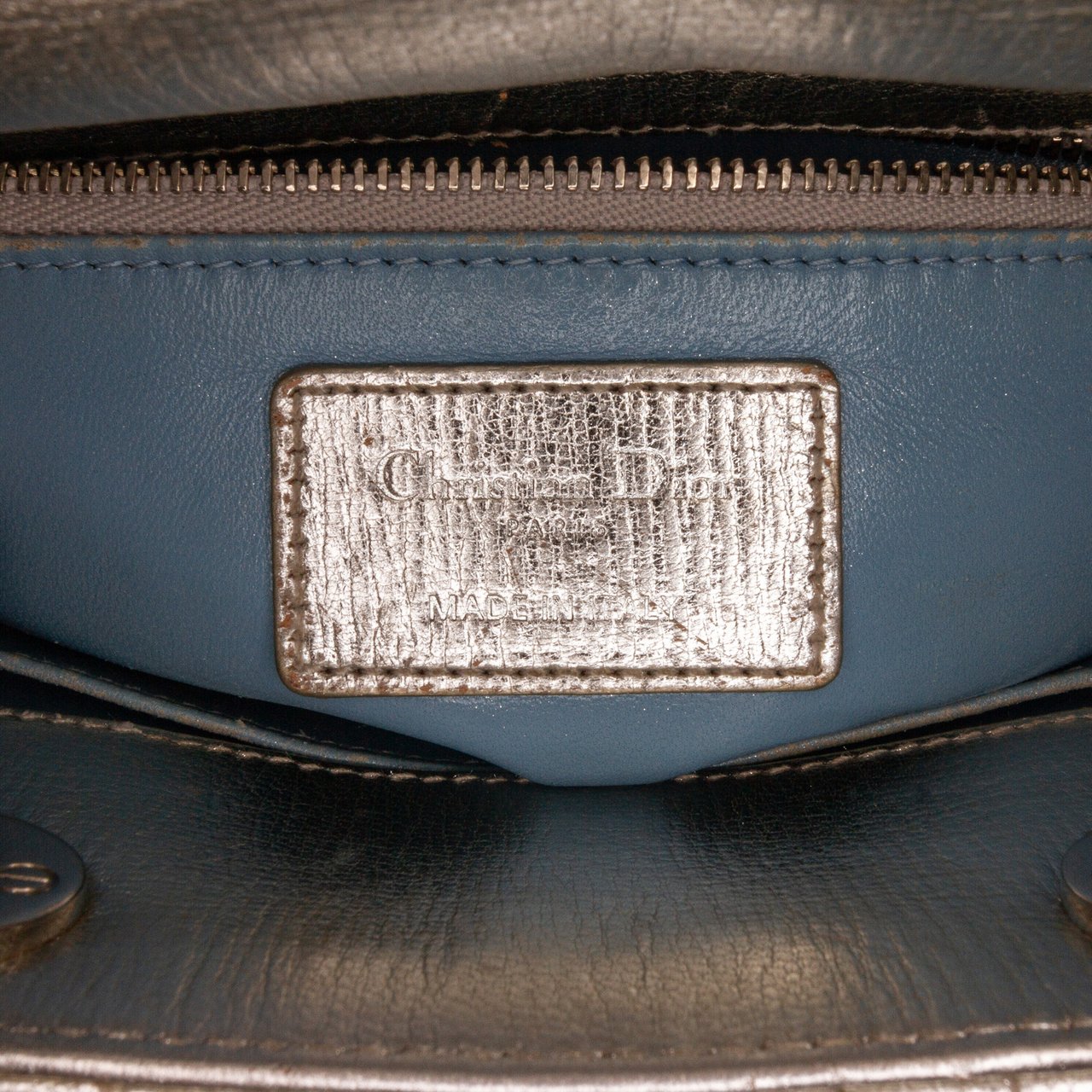 Dior Small Metallic Grained Calfskin Cannage My ABCDior Lady Dior Zilver