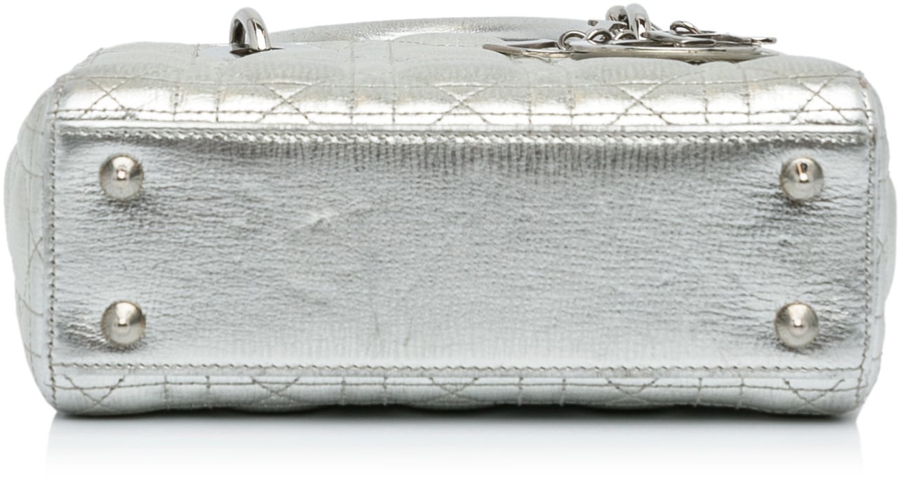 Dior Small Metallic Grained Calfskin Cannage My ABCDior Lady Dior Zilver