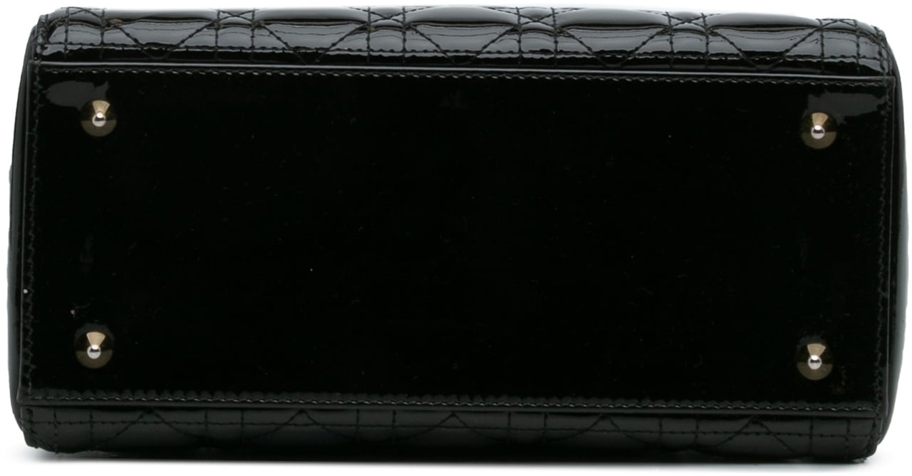 Dior Medium Patent Cannage Lady Dior Zwart