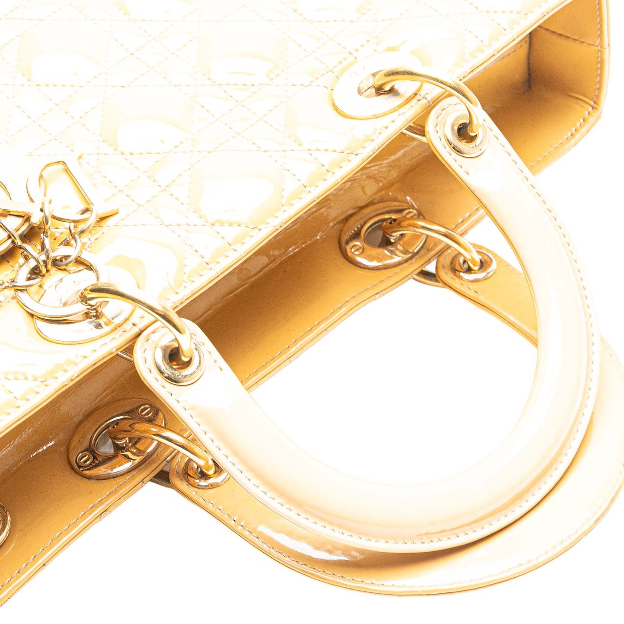 Dior Large Patent Cannage Lady Dior Bruin