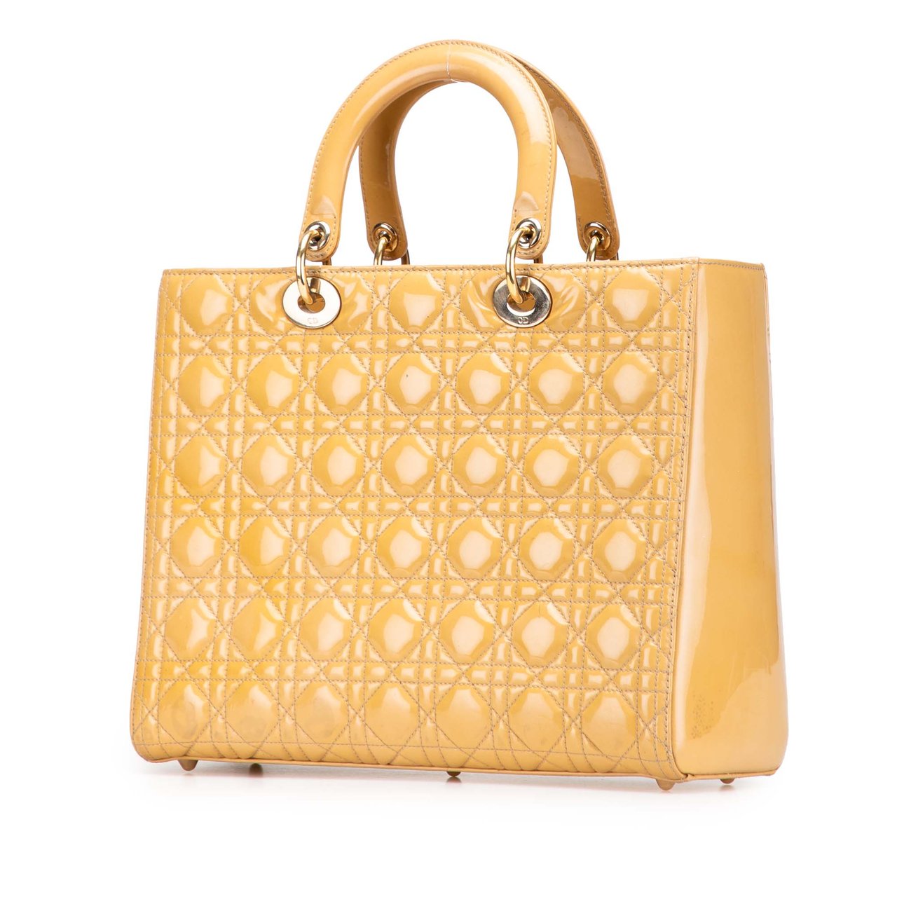 Dior Large Patent Cannage Lady Dior Bruin