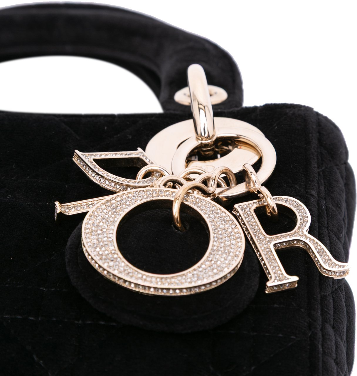 Dior Mini Velvet Cannage Lady Dior Zwart
