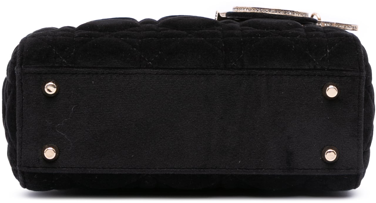 Dior Mini Velvet Cannage Lady Dior Zwart