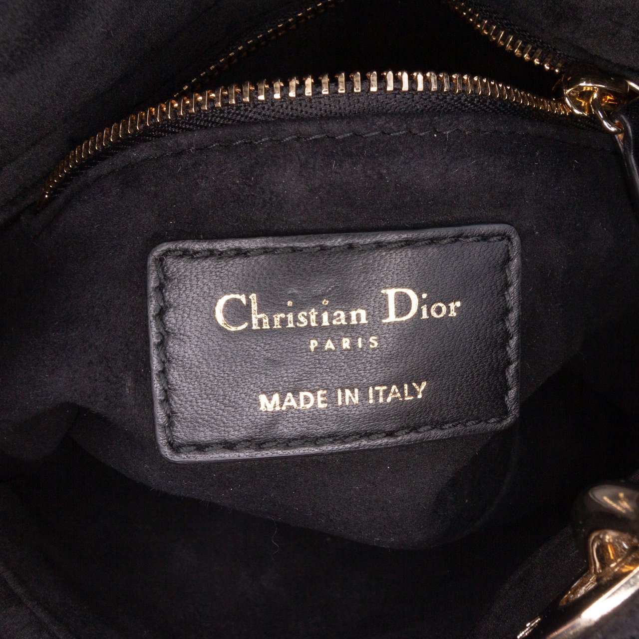 Dior Mini Velvet Cannage Lady Dior Zwart