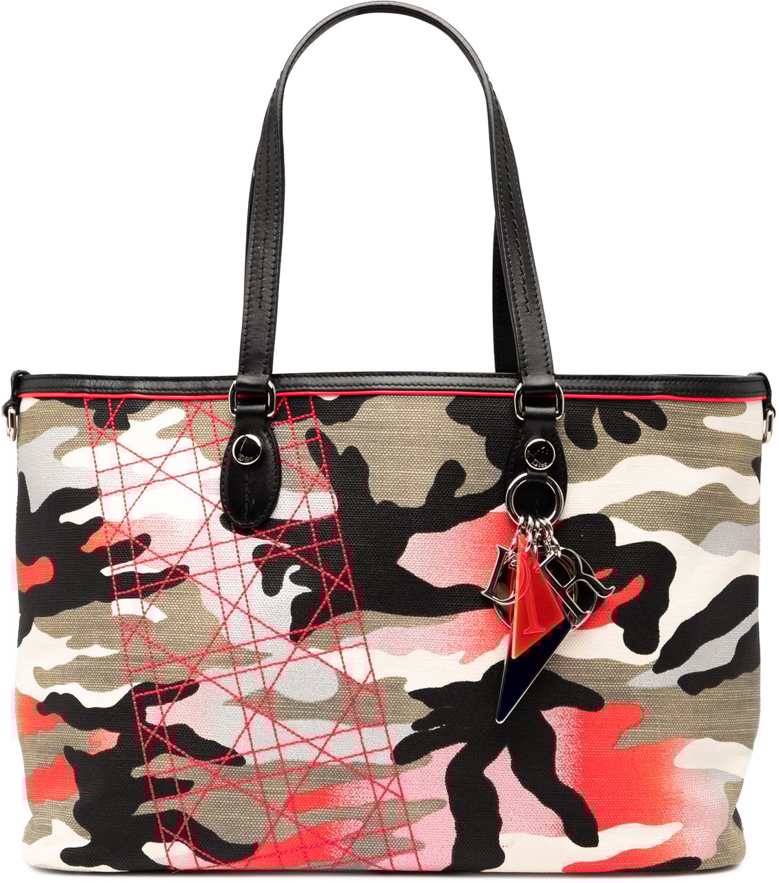 Dior Anselm Reyle Medium Canvas Camouflage Tote Grijs