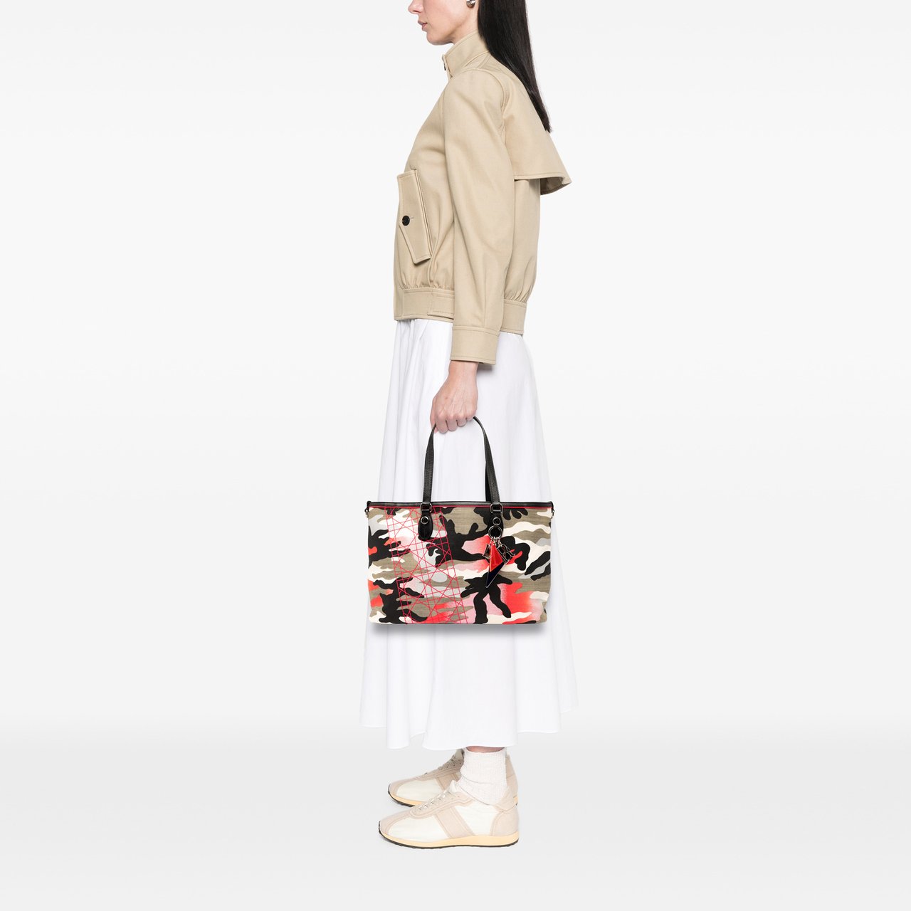 Dior Anselm Reyle Medium Canvas Camouflage Tote Grijs