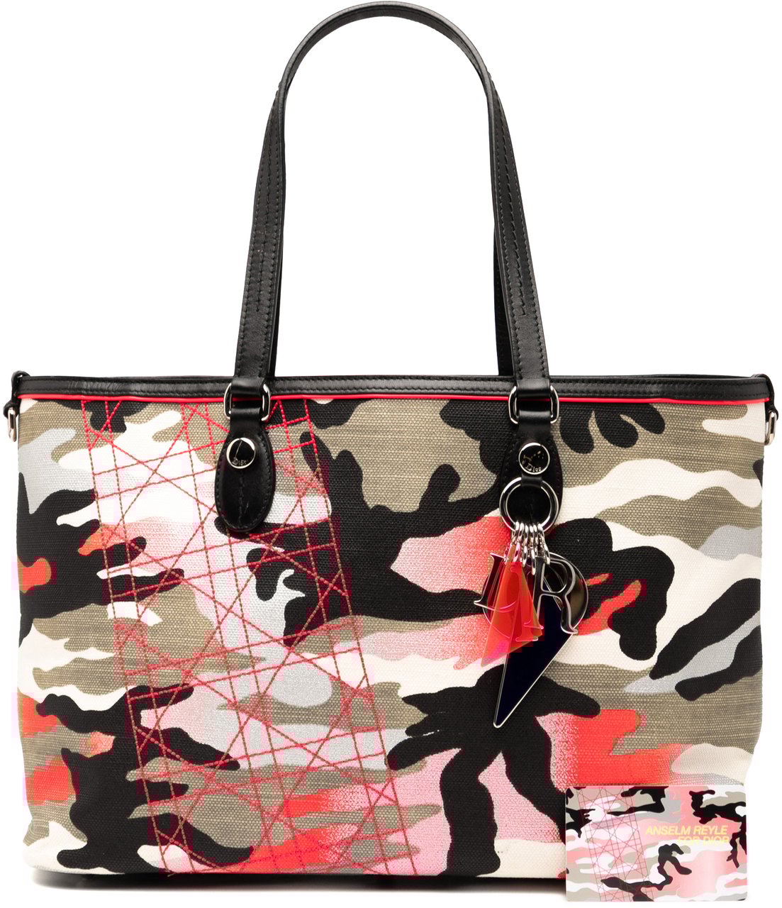 Dior Anselm Reyle Medium Canvas Camouflage Tote Grijs