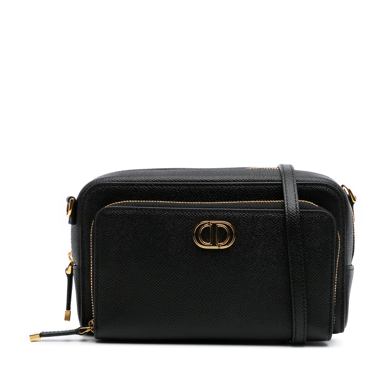 Dior Grained Calfskin Caro Double Pouch Zwart