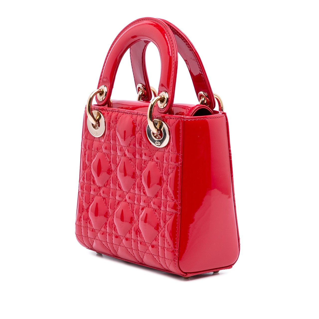 Dior Mini Patent Cannage Lady Dior Rood