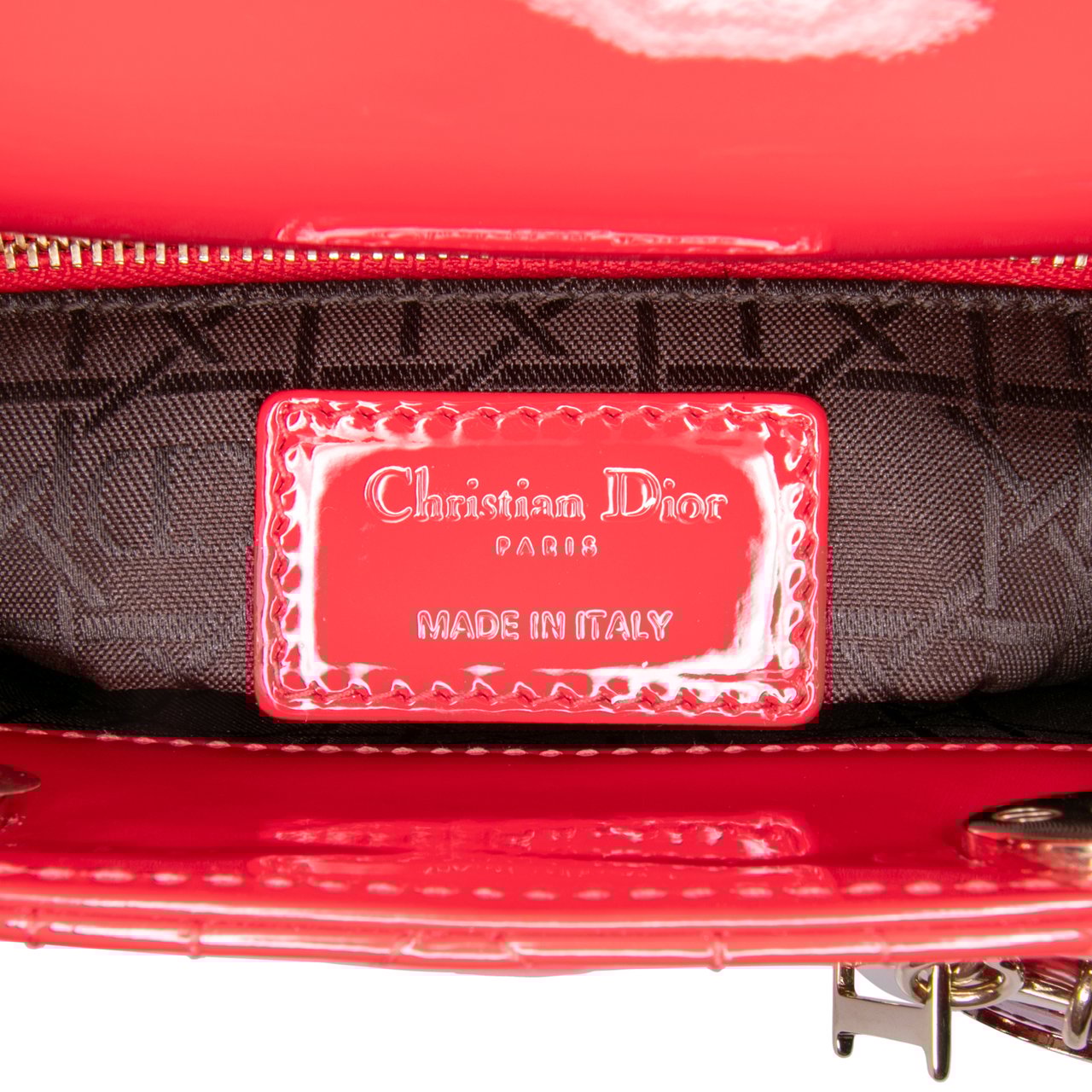 Dior Mini Patent Cannage Lady Dior Rood