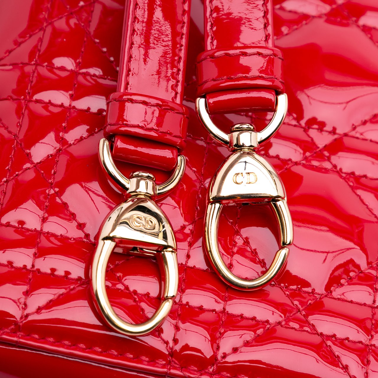 Dior Mini Patent Cannage Lady Dior Rood