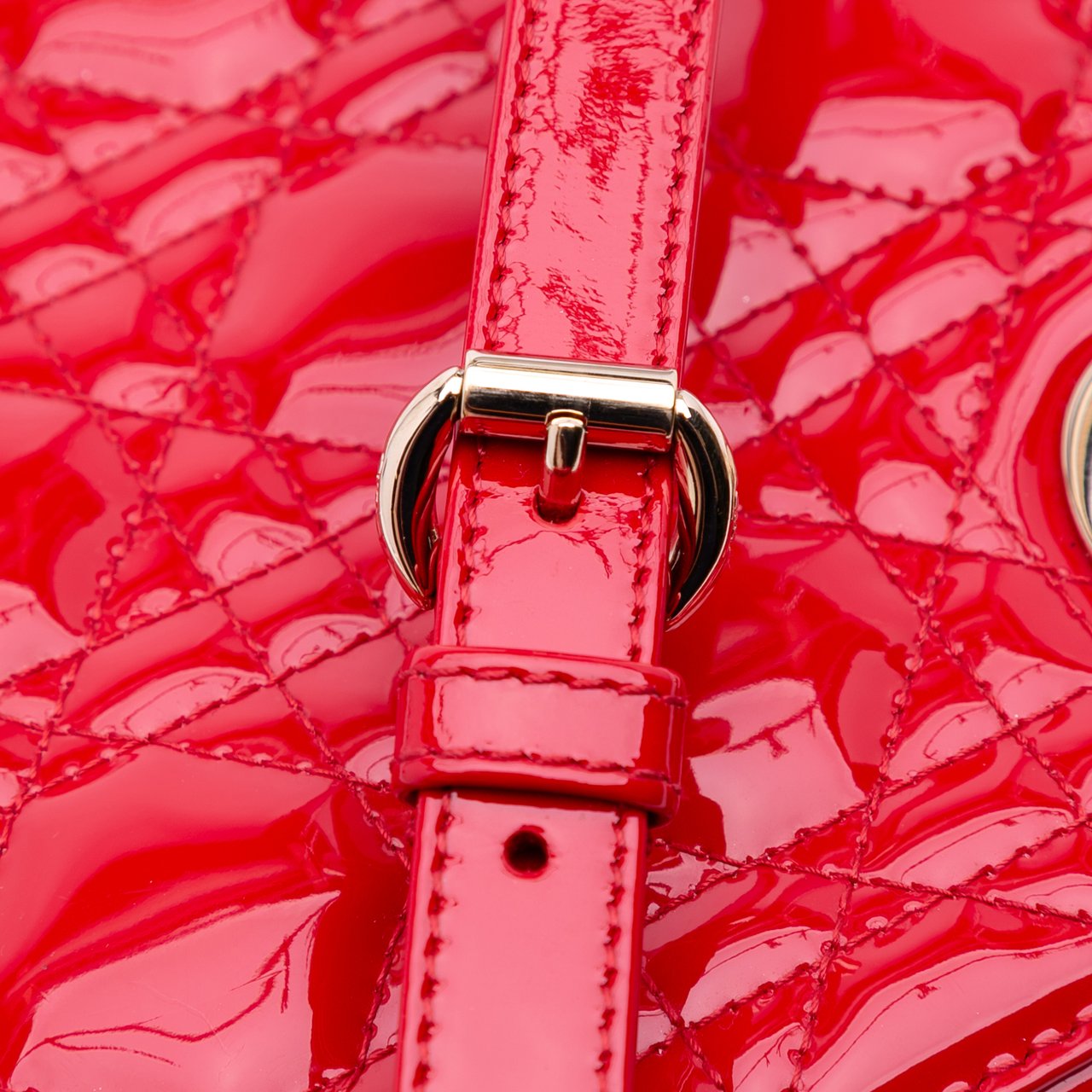 Dior Mini Patent Cannage Lady Dior Rood