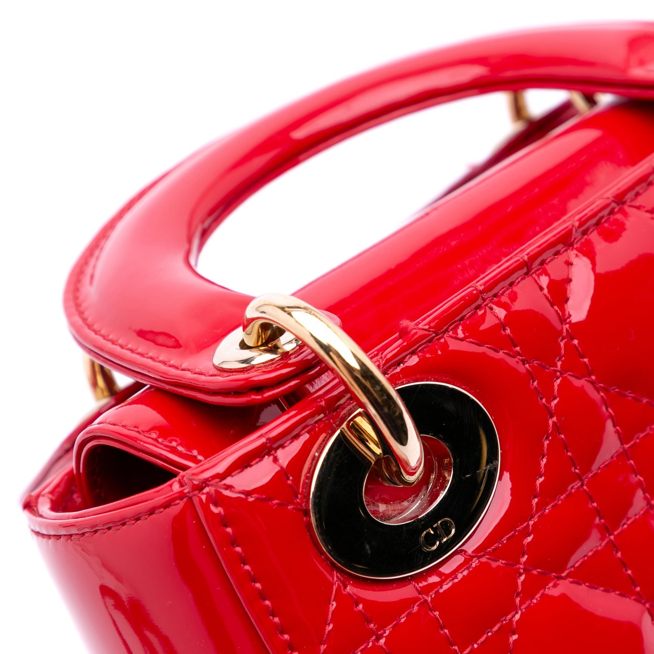 Dior Mini Patent Cannage Lady Dior Rood