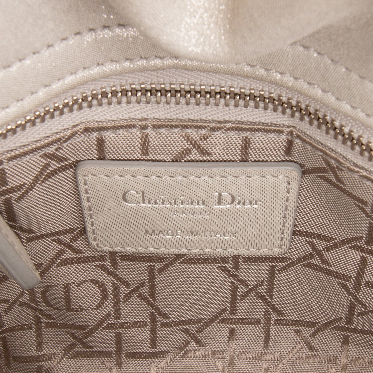 Dior Mini Iridescent Lambskin Cannage Lady Dior Zilver