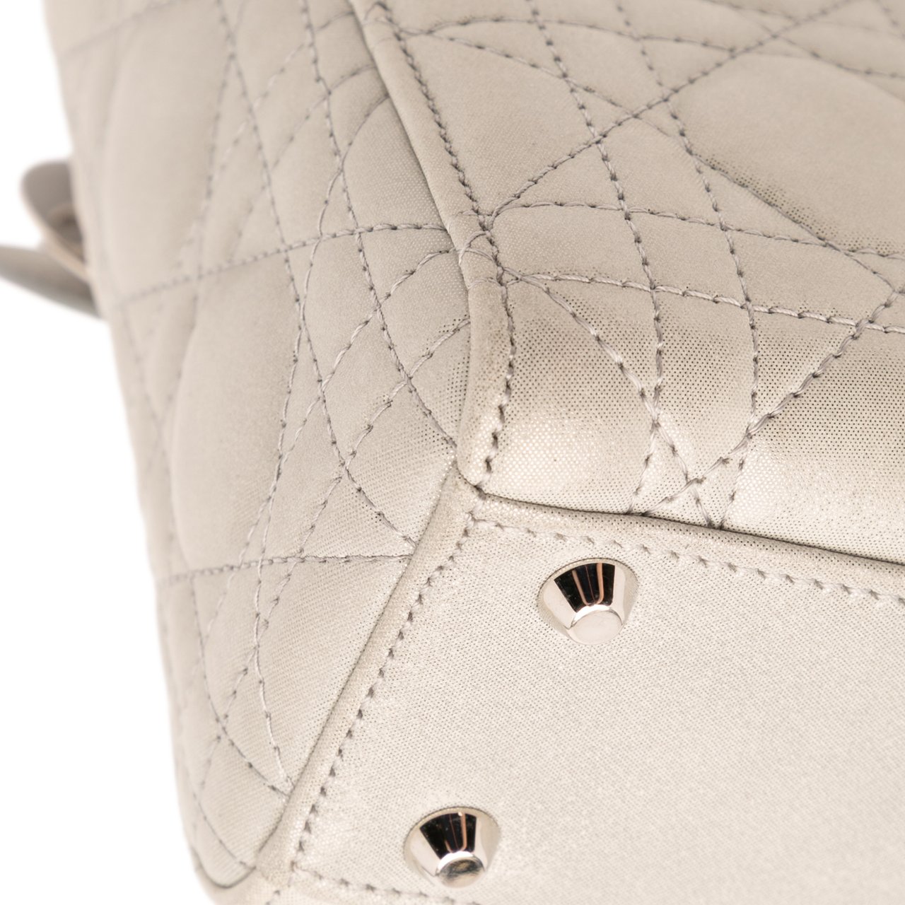 Dior Mini Iridescent Lambskin Cannage Lady Dior Zilver