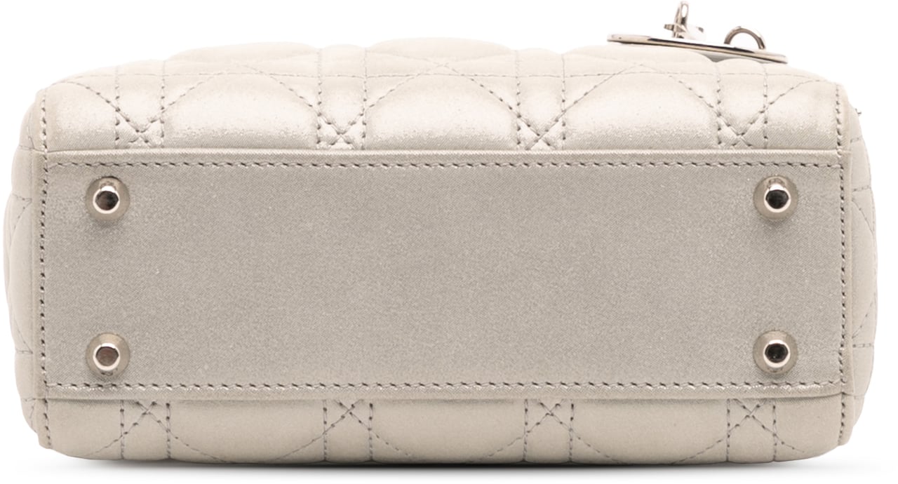 Dior Mini Iridescent Lambskin Cannage Lady Dior Zilver