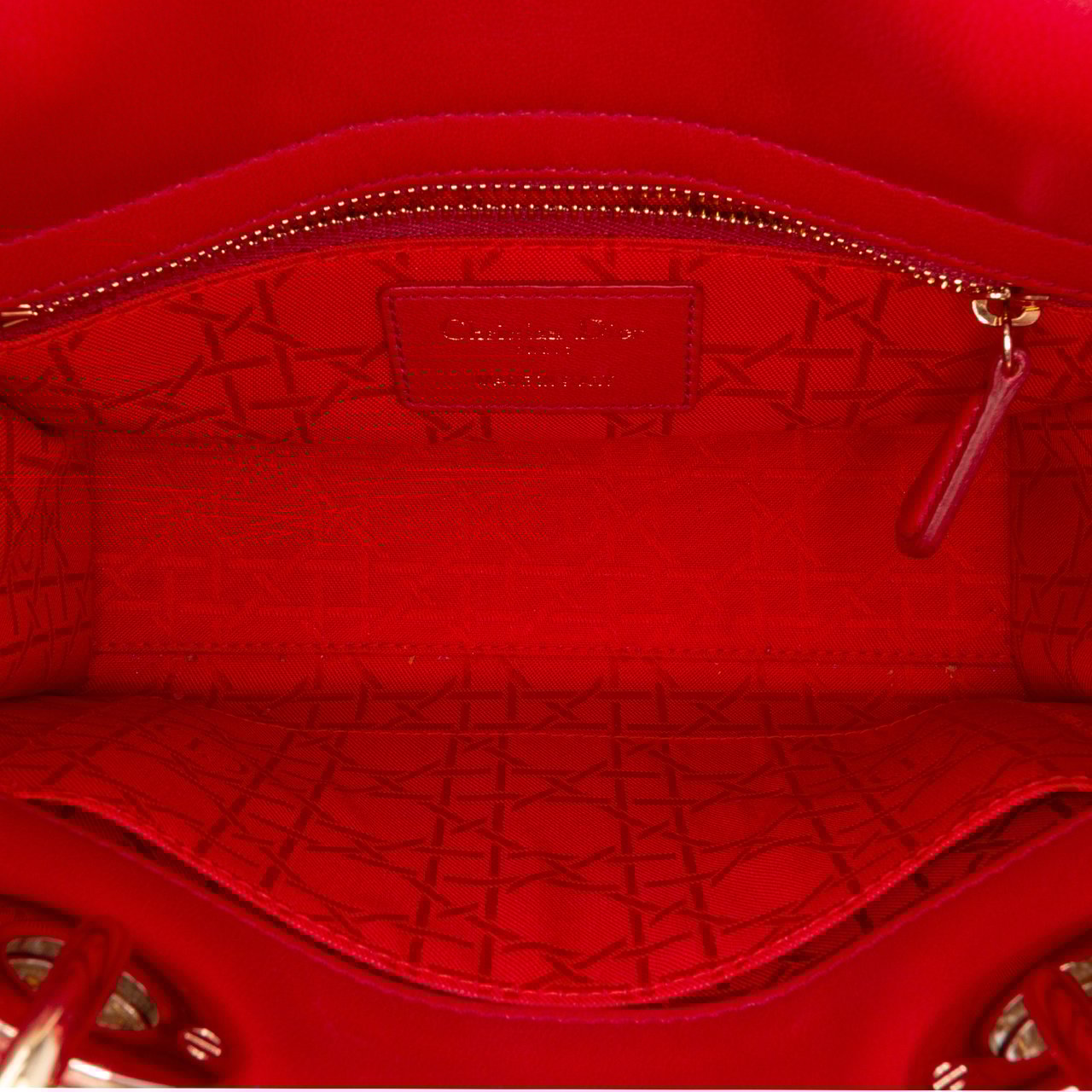 Dior Small Lambskin Cannage My ABCDior Lady Dior Rood