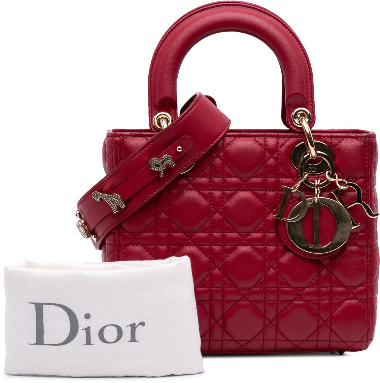 Dior Small Lambskin Cannage My ABCDior Lady Dior Rood