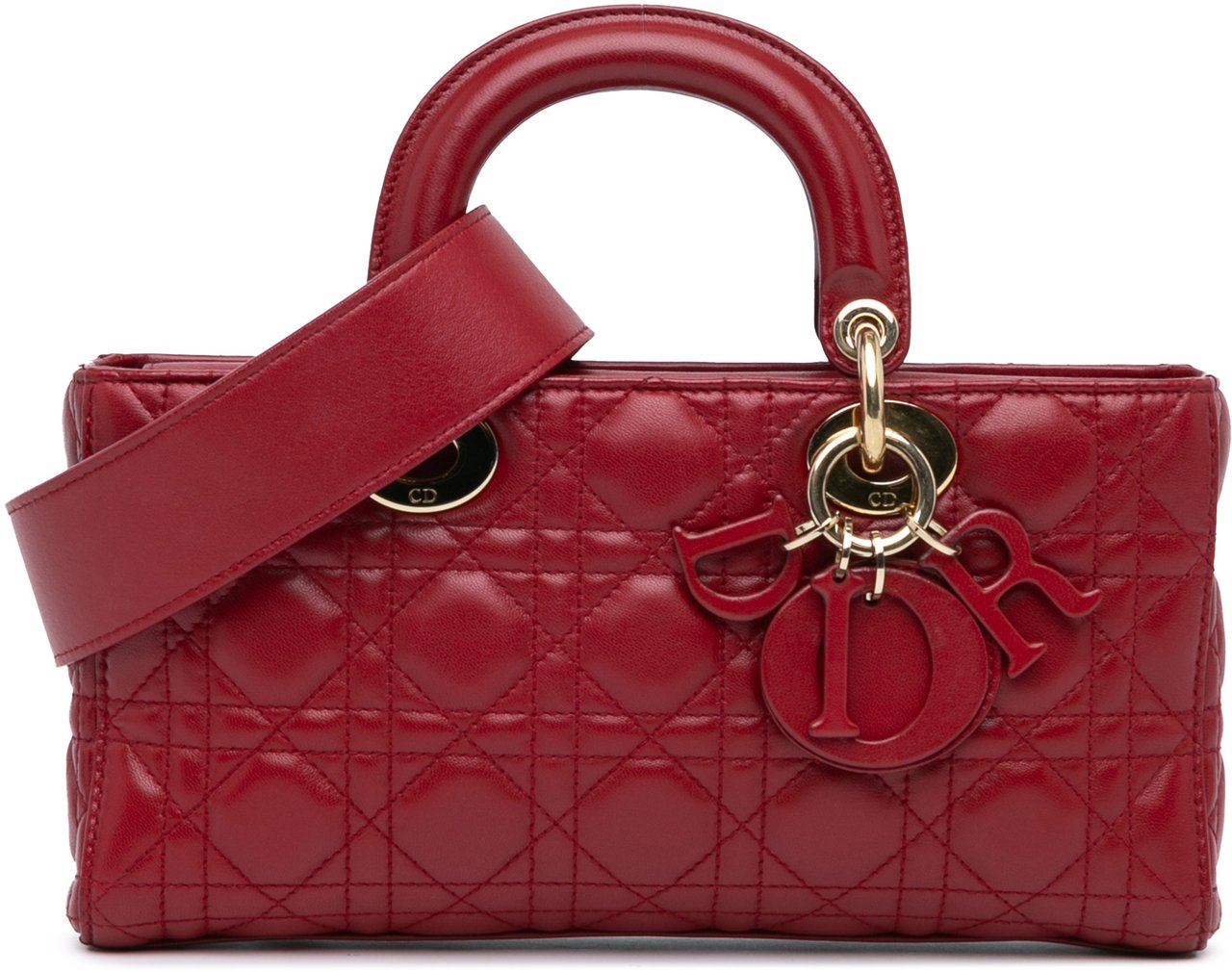 Dior Medium Lambskin Cannage Lady D Joy Rood