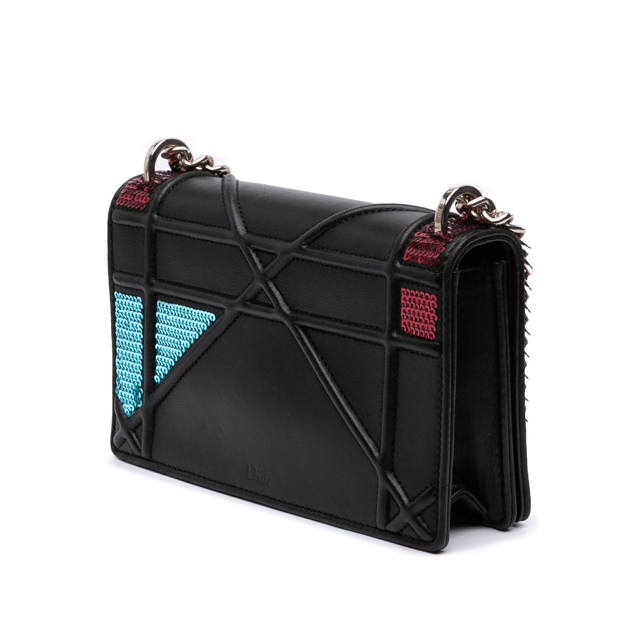 Dior Mini Lambskin Sequin Diorama Flap Zwart