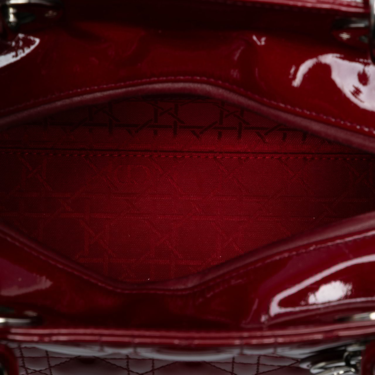 Dior Medium Patent Cannage Lady Dior Rood