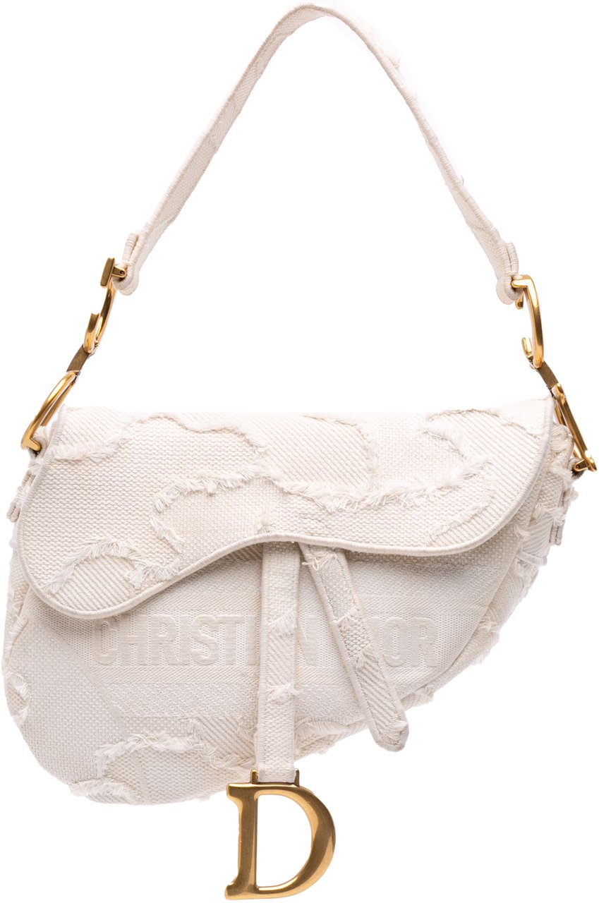 Dior Mini Canvas Embroidered Camouflage Saddle Bag Wit