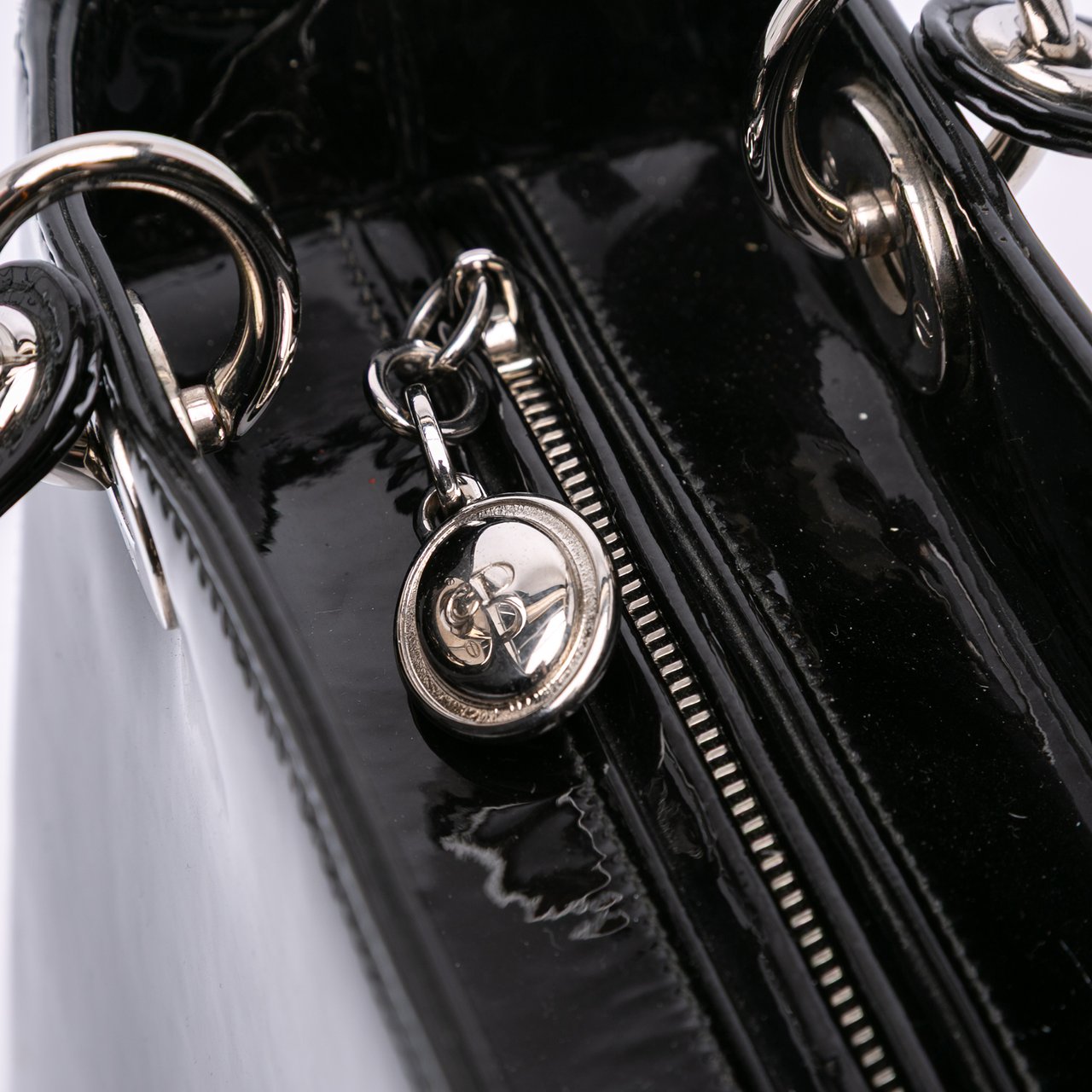 Dior Medium Patent Lady Dior Zwart