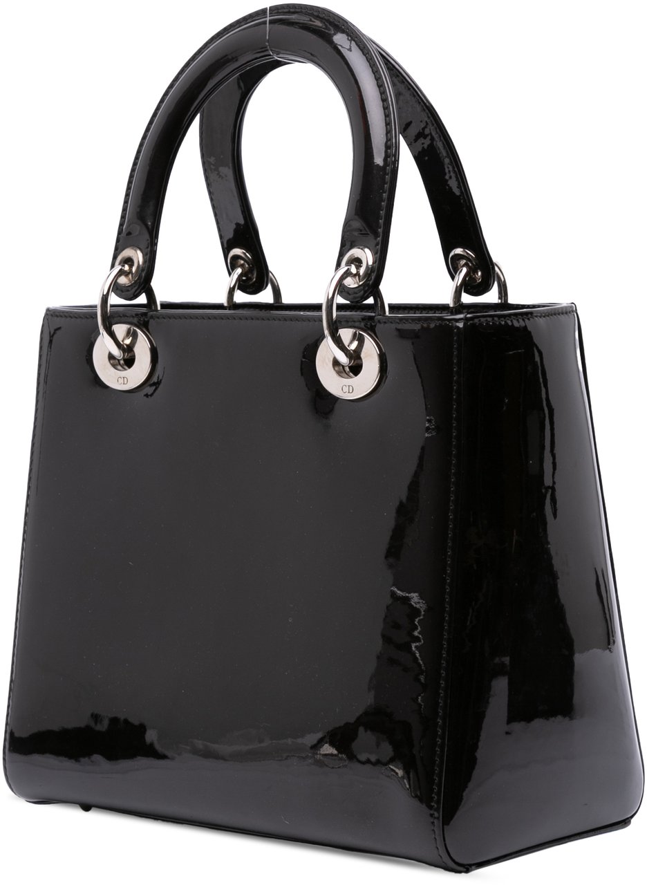 Dior Medium Patent Lady Dior Zwart