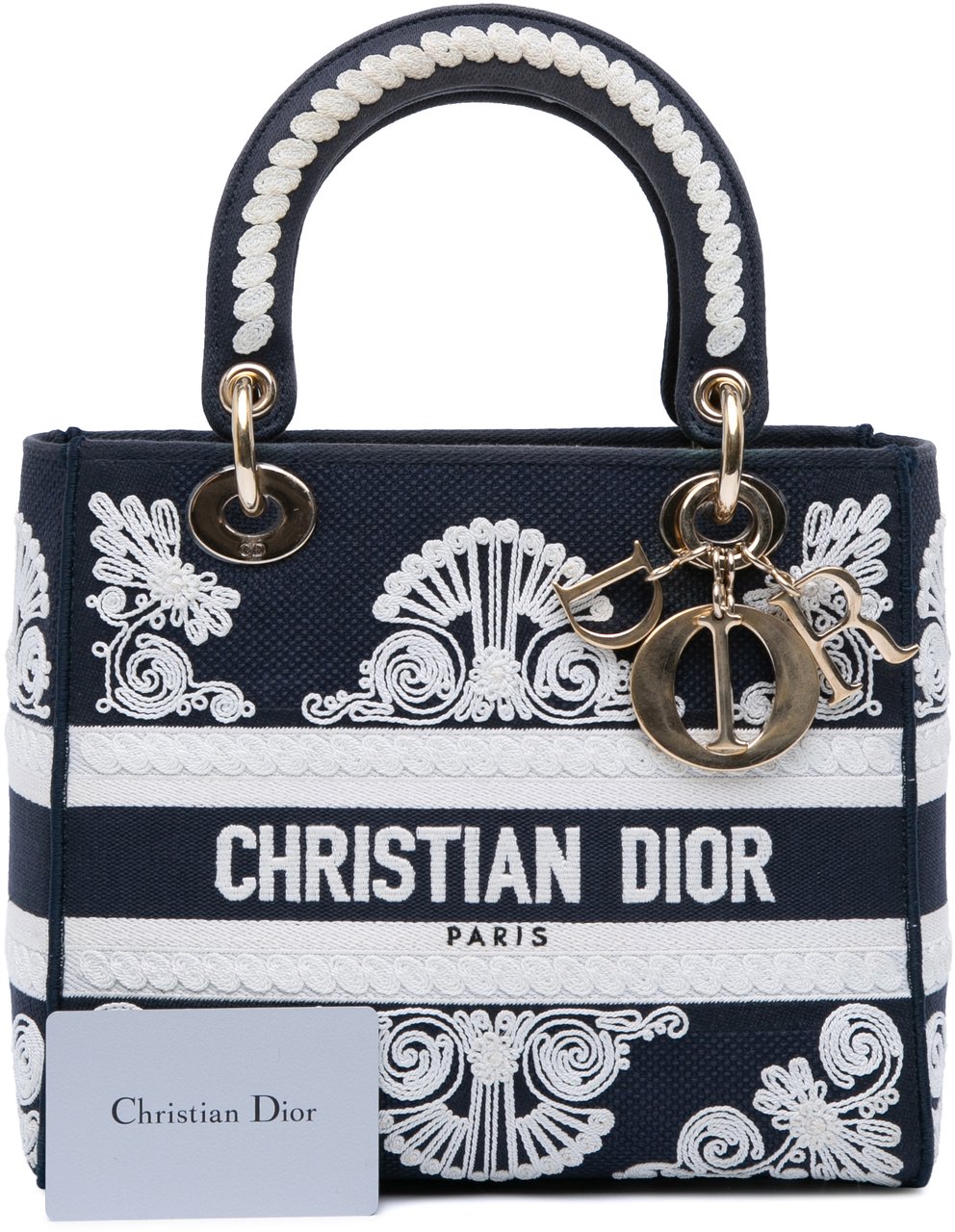 Dior Medium Embroidered Canvas Cornely Lady D Lite Blauw
