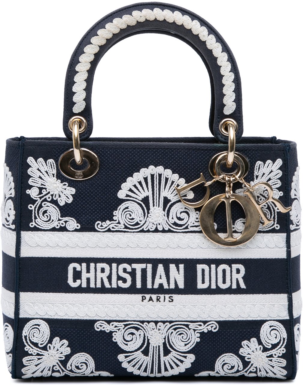Dior Medium Embroidered Canvas Cornely Lady D Lite Blauw