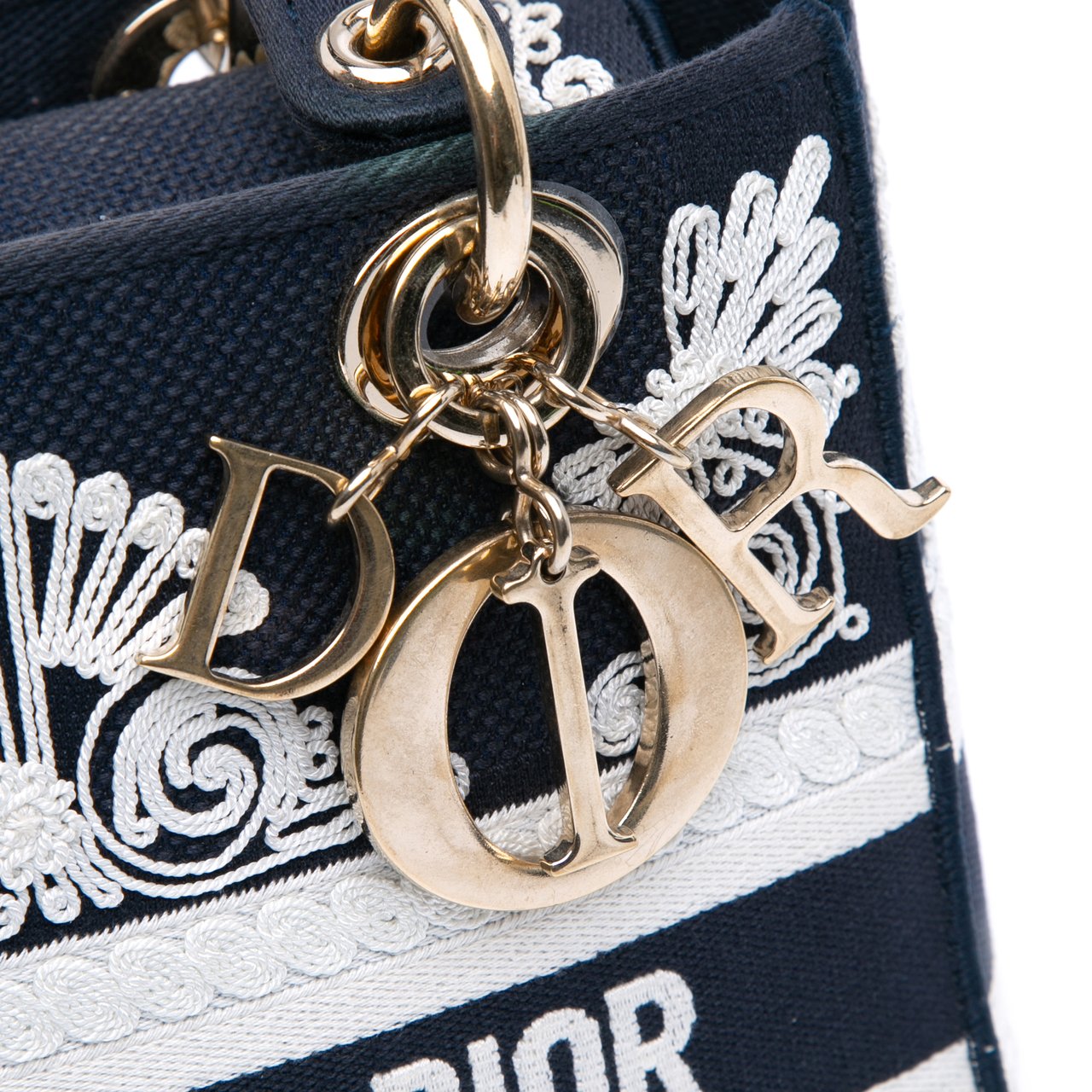 Dior Medium Embroidered Canvas Cornely Lady D Lite Blauw