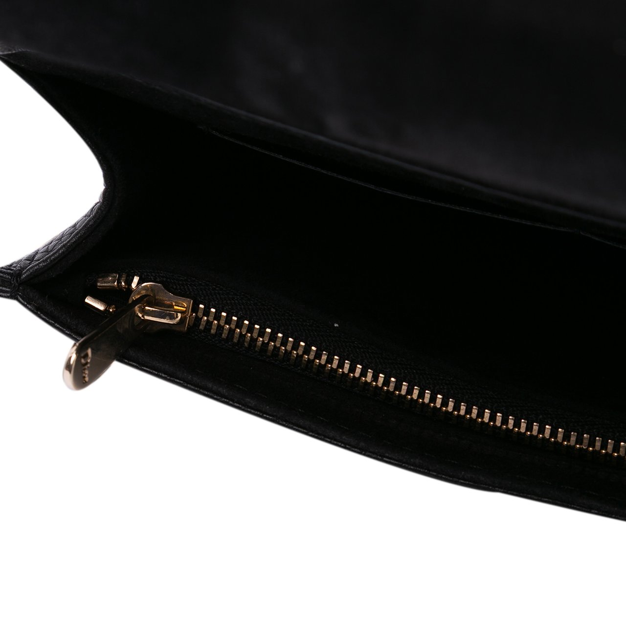 Dior Grained Calfskin Diorama Wallet on Chain Zwart