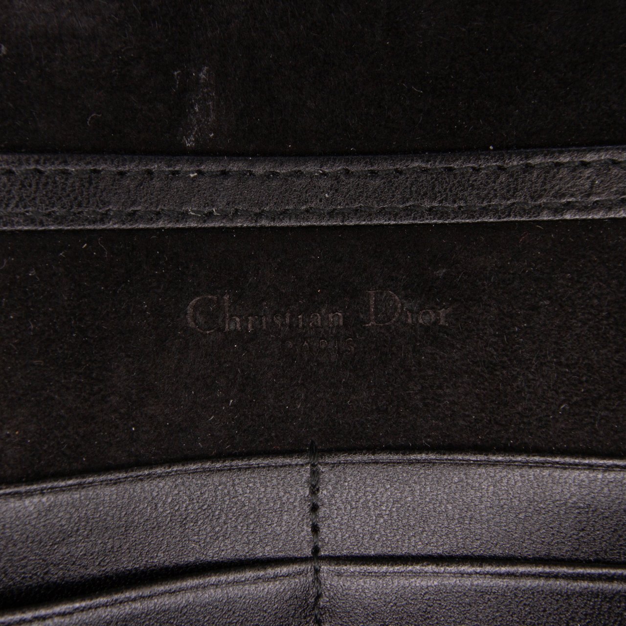 Dior Grained Calfskin Diorama Wallet on Chain Zwart